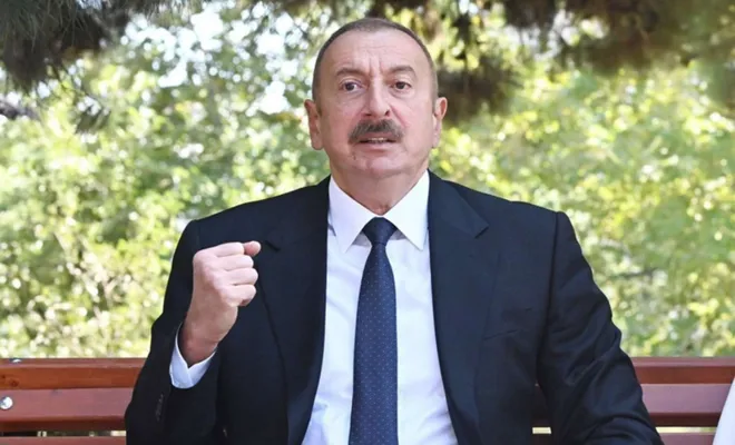 Azerbaycan Cumhurbaşkanı Aliyev "zafer" konuşması yaptı