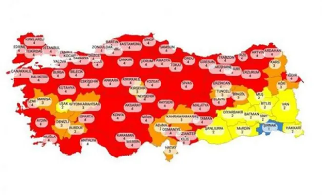 Güncel risk haritası yayımlandı