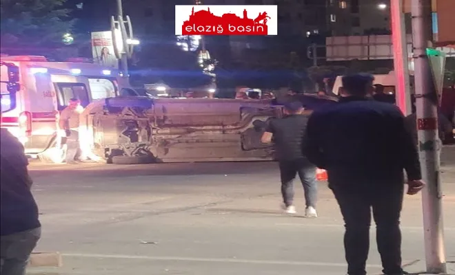 Elazığ`da Meydana Gelen Kazada Otomobil Takla Attı