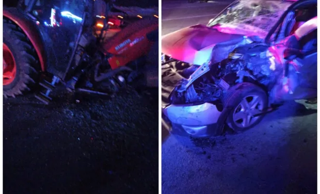 Kovancılar'da Otomobil ile traktör çarpıştı 1 Yaralı