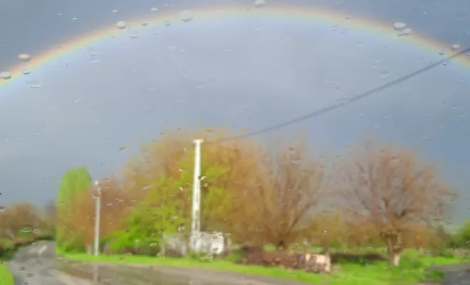 Palu`da yağış sonrası gökkuşağı manzarası çıktı